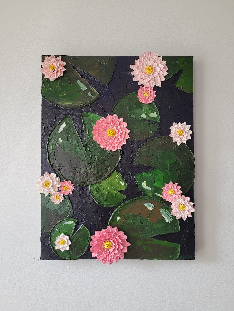 "LILY" | Lily Pad Painting | 12" by 16" Stretched Canvas