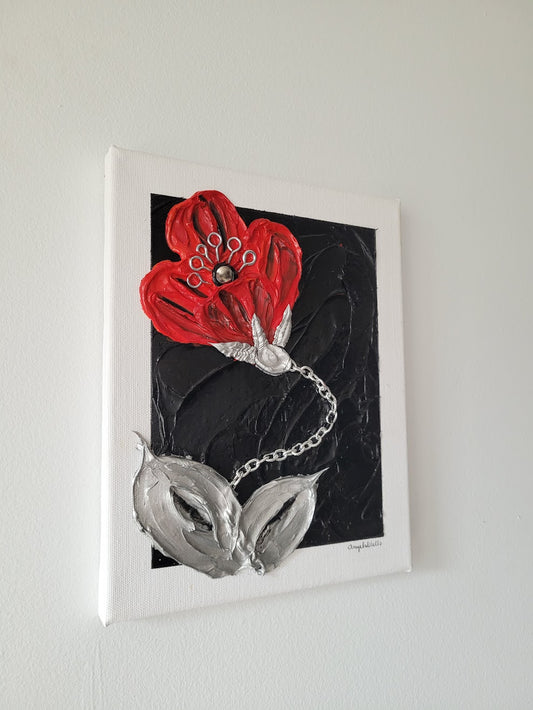 FLOWER FLAIL Painting | 8" by 10" Stretched Canvas