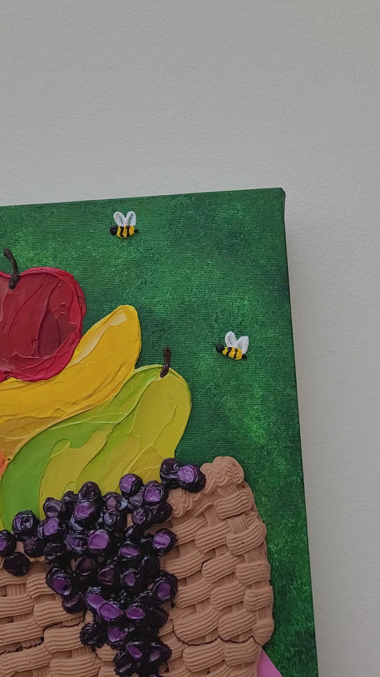 "A LIL FRUITY" |  Fruit Bowl Painting | 12" by 16" Stretched Canvas
