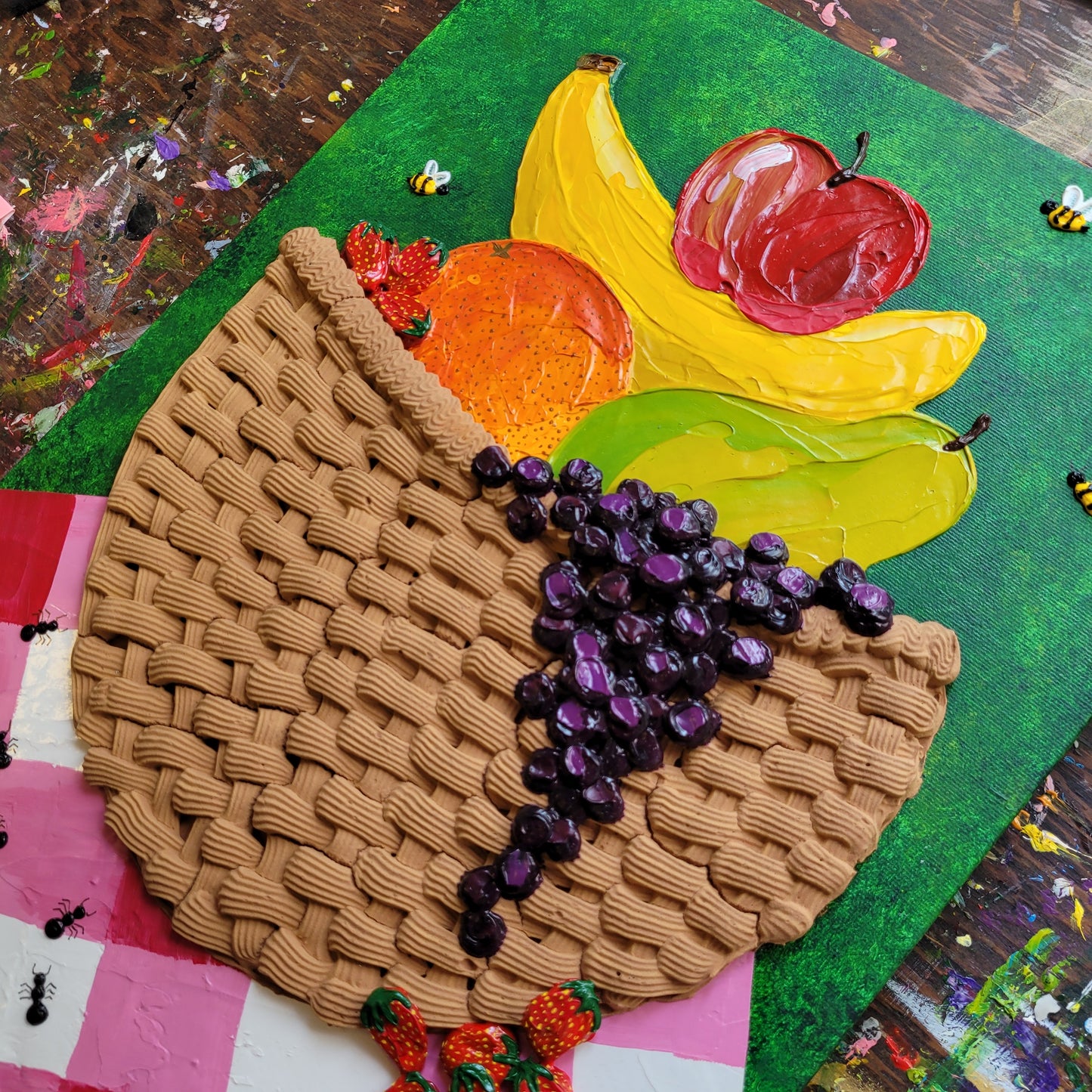 "A LIL FRUITY" | Fruit Bowl Painting | 12" by 16" Stretched Canvas