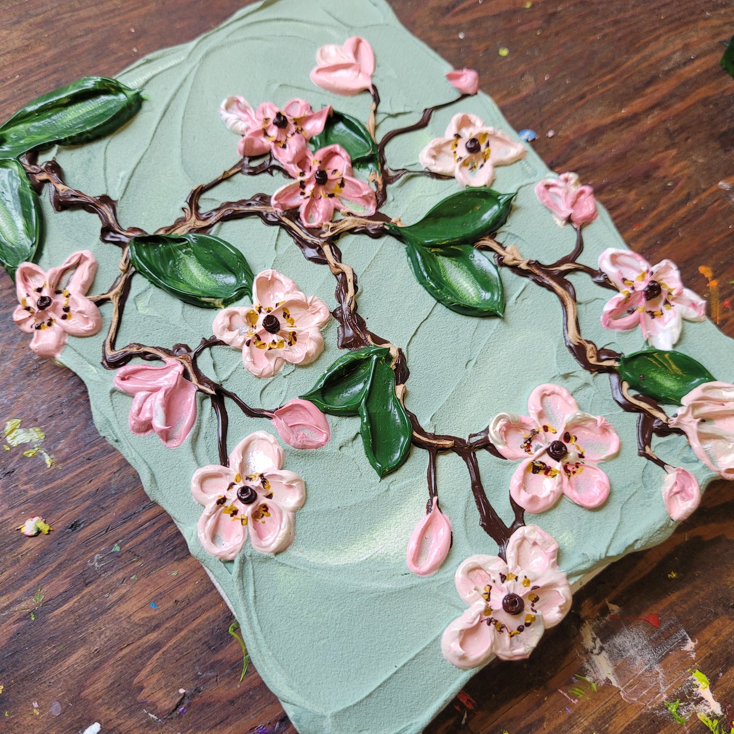 Cherry Blossom Painting | 5" by 7" stretched canvas