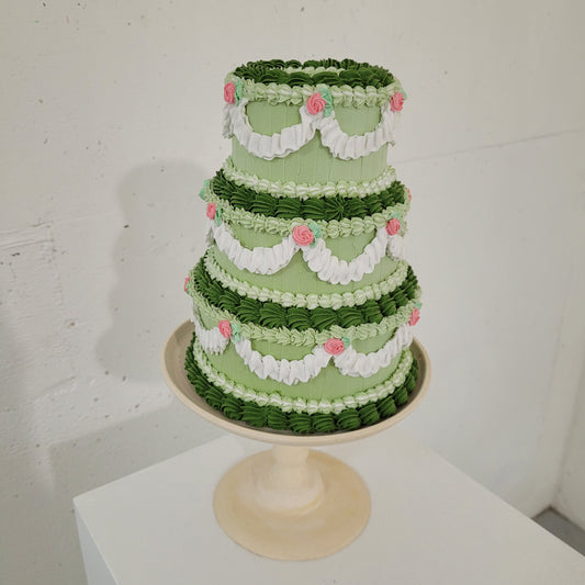 Green Dream 3 Tiered Cake Sculpture | 7" by 8.5"