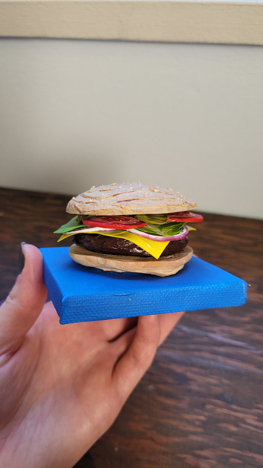 Mini Burger Painting | 3"x 3" x 2"