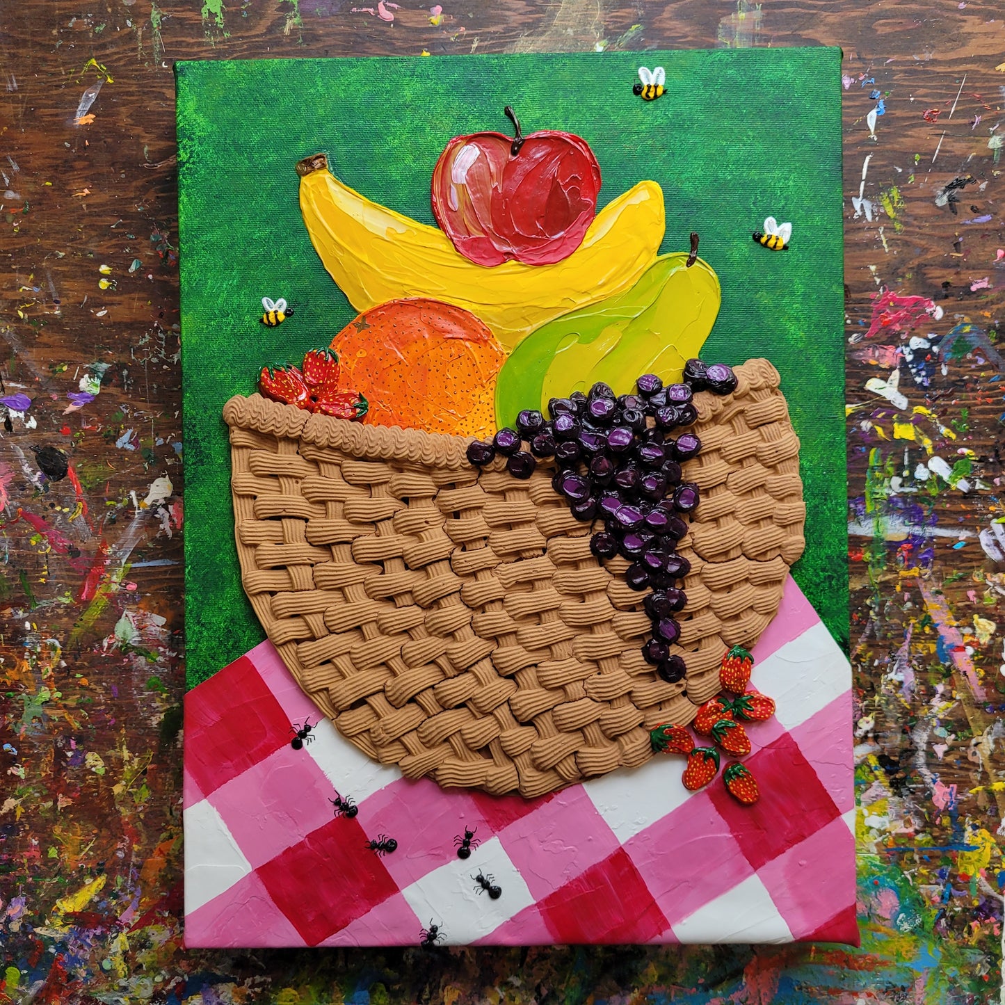 "A LIL FRUITY" |  Fruit Bowl Painting | 12" by 16" Stretched Canvas