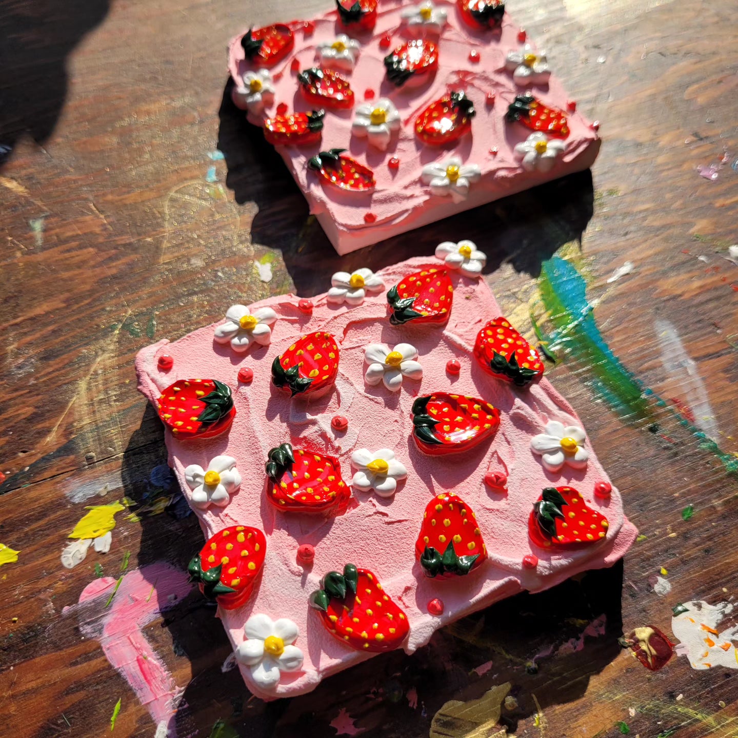 Mini Strawberry Painting | 3" by 3" | *MADE TO ORDER