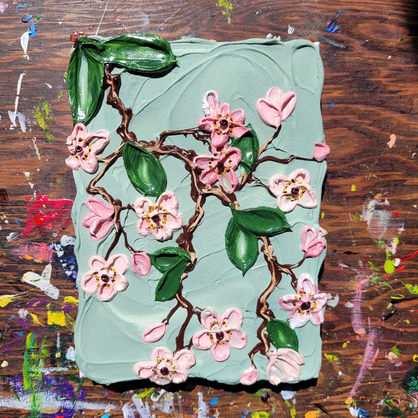 Cherry Blossom Painting |  5" by 7" stretched canvas