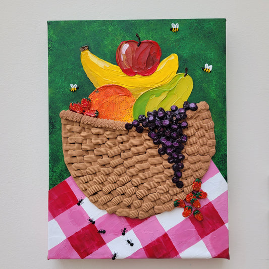 "A LIL FRUITY" |  Fruit Bowl Painting | 12" by 16" Stretched Canvas